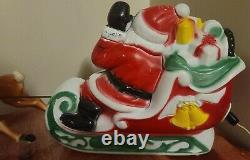 Vintage 1970's Empire Lighted Santa Sleigh and Reindeer Blow Mold