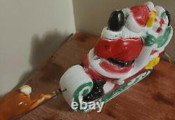 Vintage 1970's Empire Lighted Santa Sleigh and Reindeer Blow Mold