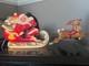 Vintage 1970's Empire Mini Blow Mold Christmas Santa Sleigh Reindeers Lights Up