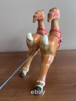 Vintage 1970's Empire Mini Blow Mold Christmas Santa Sleigh Reindeers Lights Up