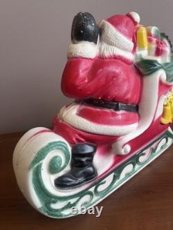 Vintage 1970's Empire Mini Blow Mold Christmas Santa Sleigh Reindeers Lights Up