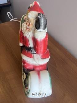 Vintage 1970's Empire Mini Blow Mold Christmas Santa Sleigh Reindeers Lights Up