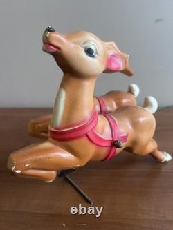 Vintage 1970's Empire Mini Blow Mold Christmas Santa Sleigh Reindeers Lights Up