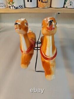 Vintage 1970's Empire Mini Blow Mold Reindeers From The Light Up Santa Set