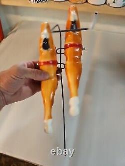 Vintage 1970's Empire Mini Blow Mold Reindeers From The Light Up Santa Set
