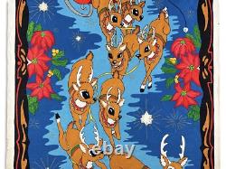 Vintage 1970s Paint-by-Numbers Felt Santa Sleigh & Reindeer Christmas 51x32