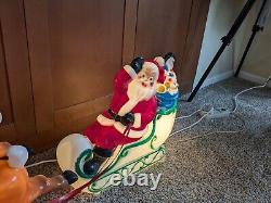 Vintage 1977 Empire Blow Mold 23 Santa Sleigh & Two 23 Reindeer Christmas
