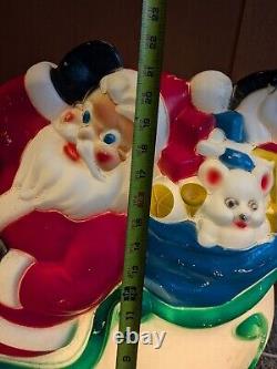 Vintage 1977 Empire Blow Mold 23 Santa Sleigh & Two 23 Reindeer Christmas
