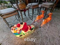 Vintage 1977 Empire Blow Mold 23 Santa Sleigh & Two 23 Reindeer Christmas