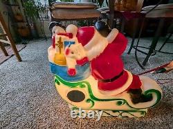 Vintage 1977 Empire Blow Mold 23 Santa Sleigh & Two 23 Reindeer Christmas
