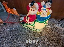 Vintage 1977 Empire Blow Mold 23 Santa Sleigh & Two 23 Reindeer Christmas
