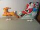 Vintage 1977 Empire Blow Mold 24 Santa Sleigh Toys & 23 Reindeer Christmas