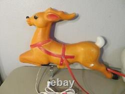 Vintage 1977 Empire Blow Mold 24 Santa Sleigh Toys & 23 Reindeer Christmas