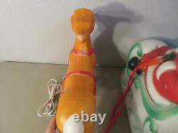 Vintage 1977 Empire Blow Mold 24 Santa Sleigh Toys & 23 Reindeer Christmas