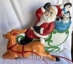 Vintage 1977 Empire Blow Mold 24 Santa Sleigh Withtoys & 23 Reindeer Christmas