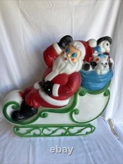 Vintage 1977 Empire Blow Mold 24 Santa Sleigh Withtoys & 23 Reindeer Christmas