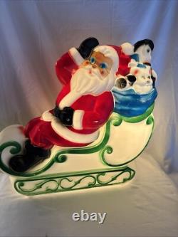 Vintage 1977 Empire Blow Mold 24 Santa Sleigh Withtoys & 23 Reindeer Christmas