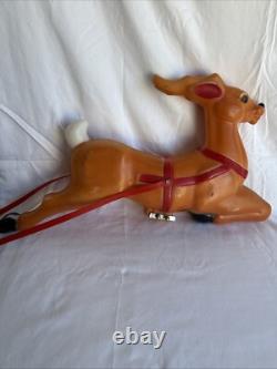 Vintage 1977 Empire Blow Mold 24 Santa Sleigh Withtoys & 23 Reindeer Christmas