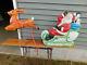 Vintage 1977 Empire Christmas Lighted Blowmold Santa In Sleigh With Reindeer