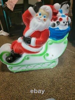 Vintage 1977 Santa Reindeer Sleigh Blow Mold Grand Venture Carolina Enterprises