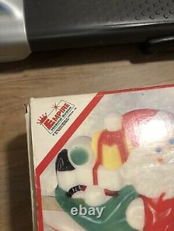 Vintage 1979 Empire Blow Mold Light Up Santa Sleigh & 2 Reindeer, With BOX