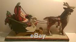 Vintage 1989 House of Hatten Santa Claus sleigh with reindeer and elf 18 long