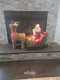 Vintage 1993 Santa's Best Animated Santa, Reindeer and Sleigh Withbox Tested