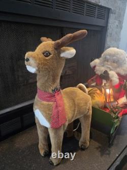 Vintage 1993 Santa's Best Animated Santa, Reindeer and Sleigh Withbox Tested