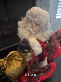 Vintage 1993 Santa's Best Animated Santa, Reindeer and Sleigh Withbox Tested