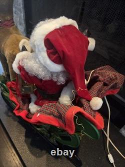 Vintage 1993 Santa's Best Animated Santa, Reindeer and Sleigh Withbox Tested