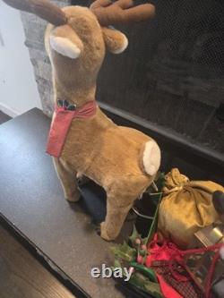 Vintage 1993 Santa's Best Animated Santa, Reindeer and Sleigh Withbox Tested