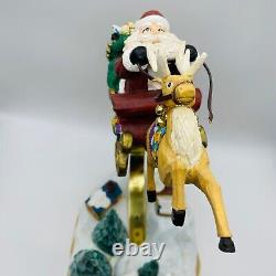Vintage 1994 Mercuries Bouncing Flying Santa with Reindeer Sleigh Village Rare