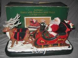 Vintage 1995 24 Holiday Creations Animated Santa Sleigh & Reindeer See Video