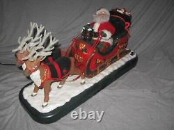 Vintage 1995 24 Holiday Creations Animated Santa Sleigh & Reindeer See Video