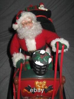 Vintage 1995 24 Holiday Creations Animated Santa Sleigh & Reindeer See Video