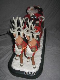 Vintage 1995 24 Holiday Creations Animated Santa Sleigh & Reindeer See Video