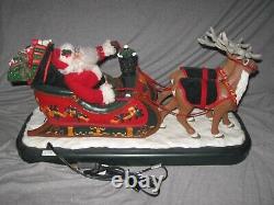 Vintage 1995 24 Holiday Creations Animated Santa Sleigh & Reindeer See Video