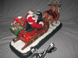 Vintage 1995 24 Holiday Creations Animated Santa Sleigh & Reindeer See Video