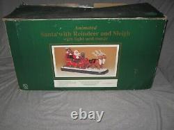 Vintage 1995 24 Holiday Creations Animated Santa Sleigh & Reindeer See Video