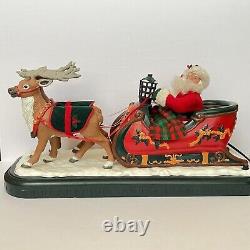 Vintage 1995 Holiday Creations Animated Santa Sleigh & Reindeer Tested Works