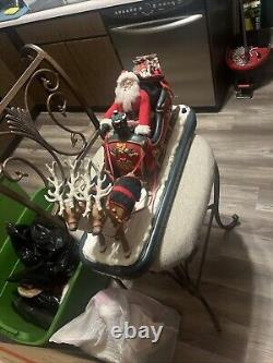 Vintage 1995 Holiday Creations Animated Santa Sleigh & Reindeer Tested Works