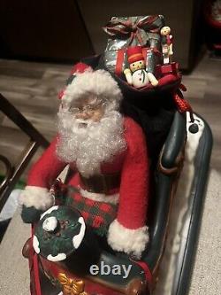 Vintage 1995 Holiday Creations Animated Santa Sleigh & Reindeer Tested Works