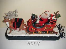 Vintage 1995 Holiday Creations Animated Santa With Reindeer And Sleigh (AS-IS)