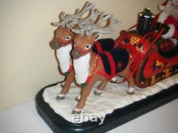 Vintage 1995 Holiday Creations Animated Santa With Reindeer And Sleigh (AS-IS)