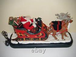 Vintage 1995 Holiday Creations Animated Santa With Reindeer And Sleigh (AS-IS)