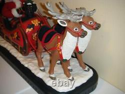 Vintage 1995 Holiday Creations Animated Santa With Reindeer And Sleigh (AS-IS)