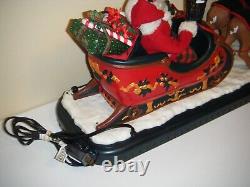 Vintage 1995 Holiday Creations Animated Santa With Reindeer And Sleigh (AS-IS)
