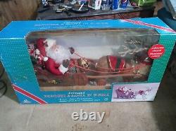 Vintage 1997 Santa Reindeer Sleigh Musical Animated Illuminated Large Display