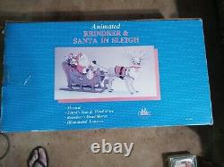 Vintage 1997 Santa Reindeer Sleigh Musical Animated Illuminated Large Display