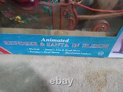 Vintage 1997 Santa Reindeer Sleigh Musical Animated Illuminated Large Display